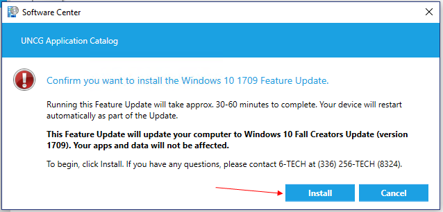 requires a restart to finish installing 1709
